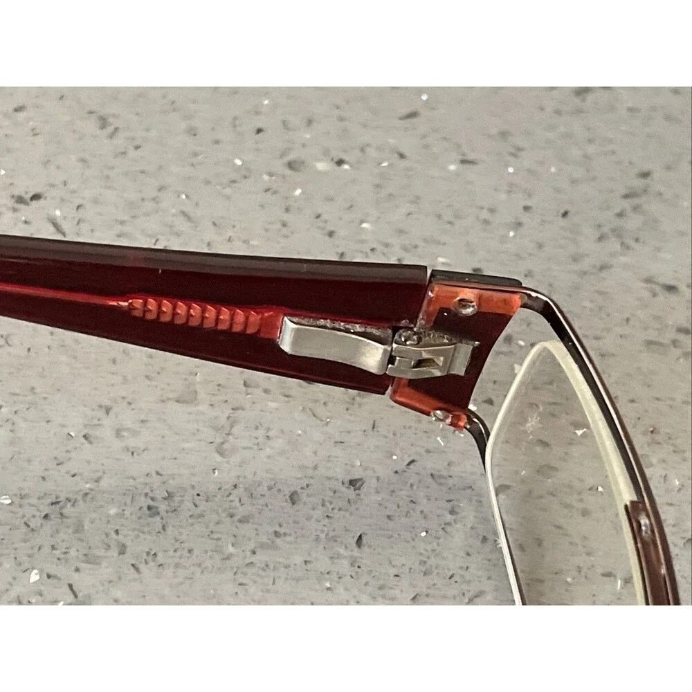 MIZYAKE Japan 4911 Brown Burgundy Red Half Rim Eyeglasses Frames ONLY